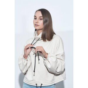 The Range Contra Terry Cinched Bubble Sleeve Sweatshirt Bone